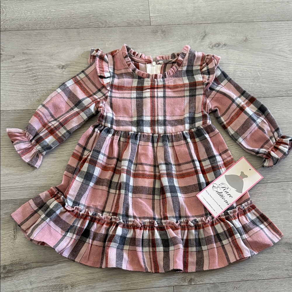 Rare Editions Pink and Gray Plaid Dress